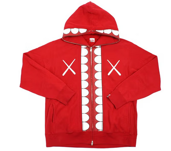 A BATHING APE X KAWS CHOMPER HOODIE RED Urban Necessities