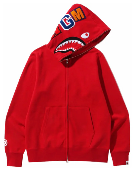 BAPE Shark Full Zip Hoodie SS22 Red Urban Necessities