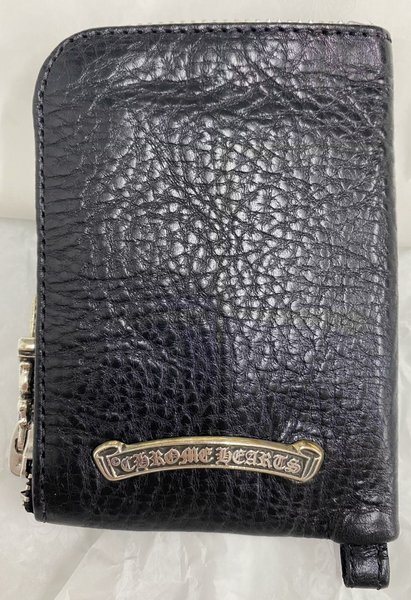 小物 chrome hearts tiny zip wallet Chrome Hearts Tiny Zip Cemetery Cross Patch Wallet Black