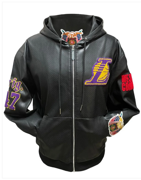 Los Angeles Lakers ジャケット LOS ANGELES LAKERS 1947 LIGHTWEIGHT VEGAN ZIP-UP HOODED JACKET