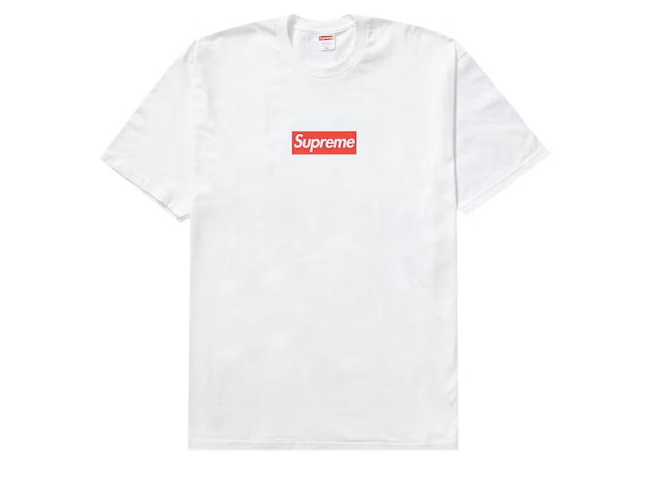 Supreme red on sales white box logo tee