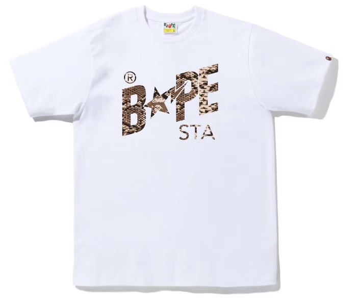 BAPE Snake Bape Sta Logo Tee White Beige
