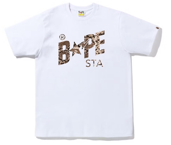 BAPE Snake Bape Sta Logo Tee White Grey