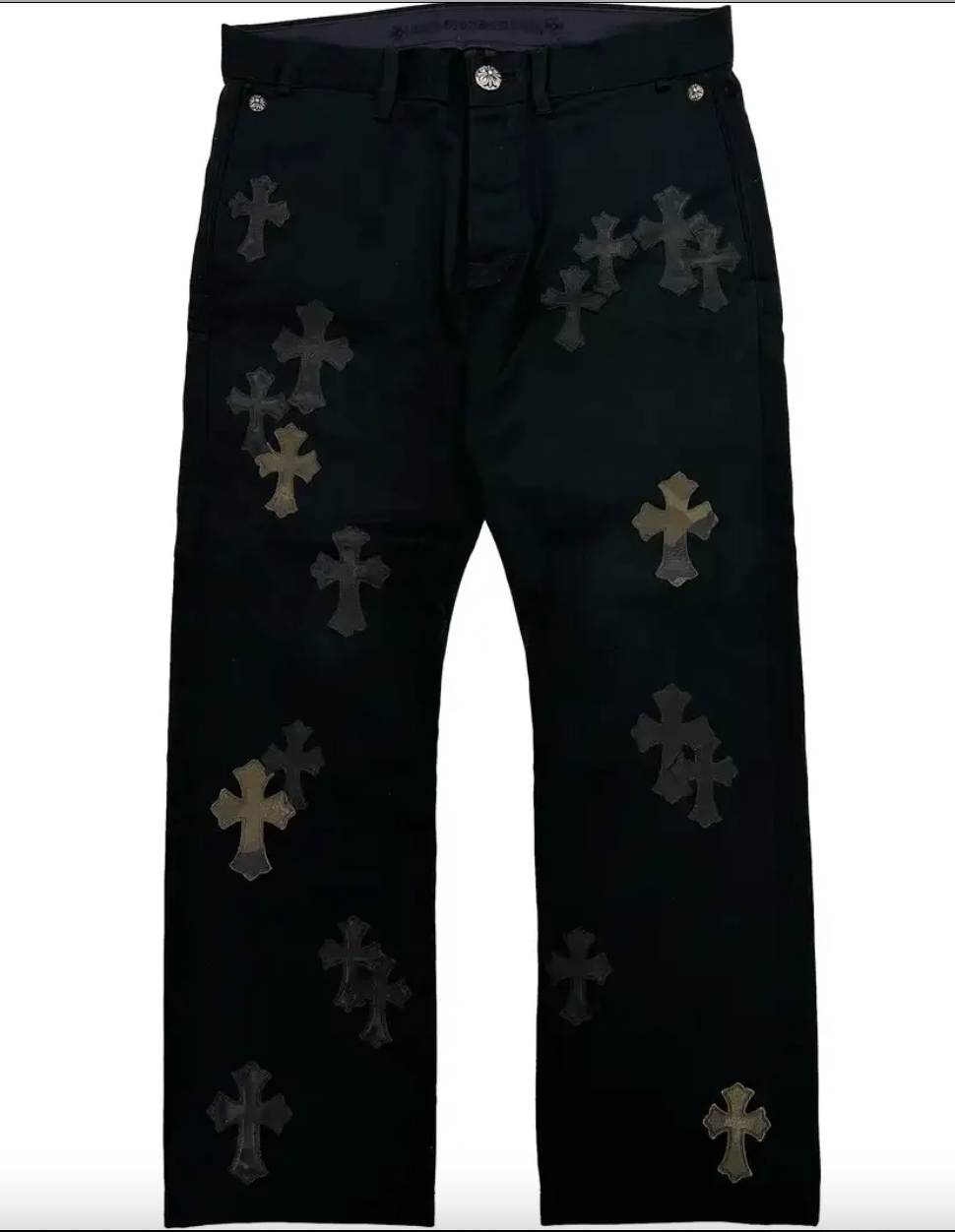 Chrome Hearts Dark Navy Multicolor Cross Patch Chino Pants – Savonches