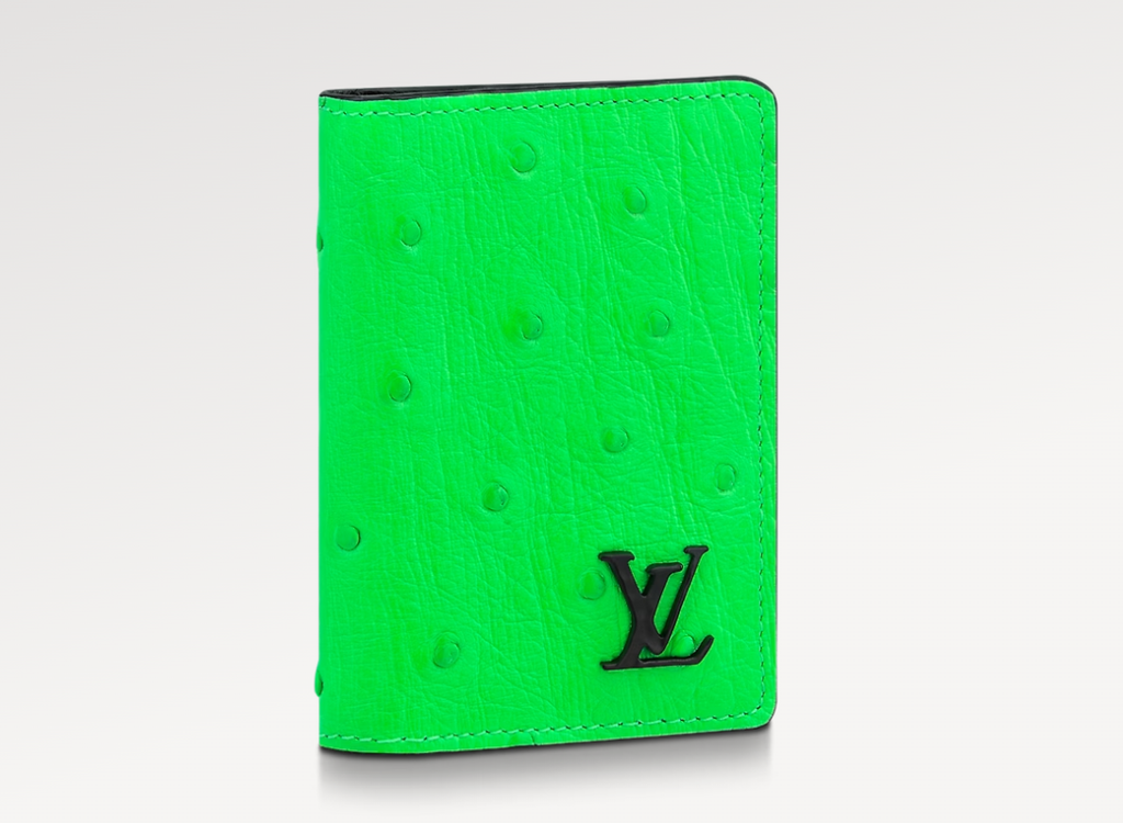 Louis Vuitton Pocket Organizer Fluorescent Green Ostrich Leather 