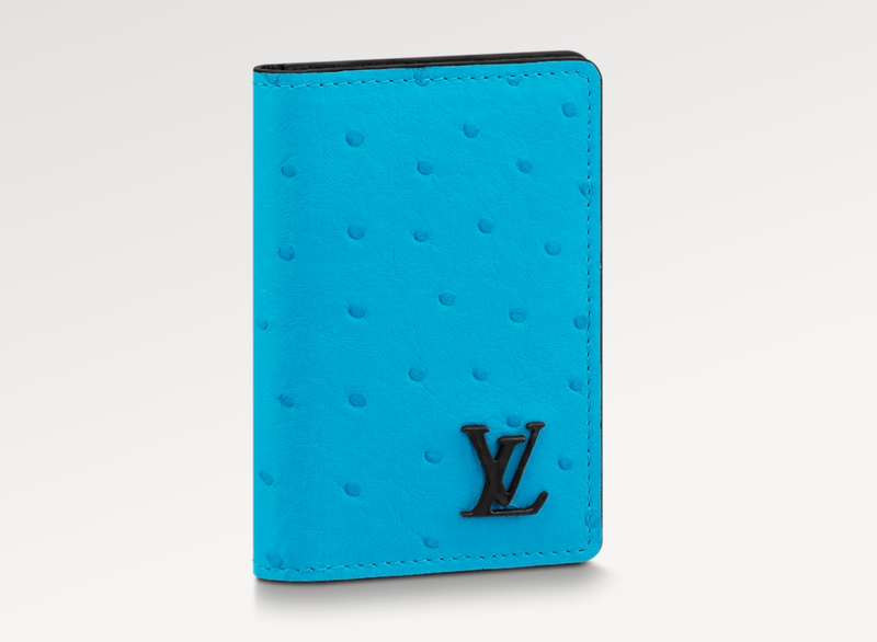 Louis Vuitton Pocket Organizer Fluorescent Blue Ostrich Leather