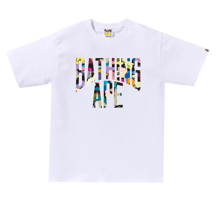 BAPE Multi Camo NYC Logo Tee White Multicolor FledermausShops