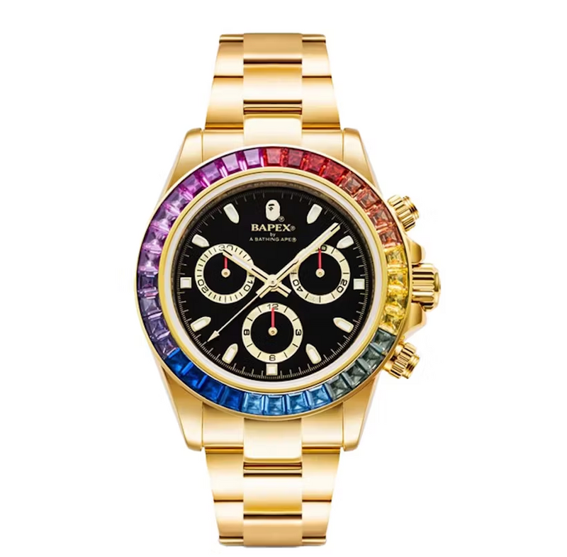 BAPE Type 4 BAPEX Crystal Stone Watch Gold