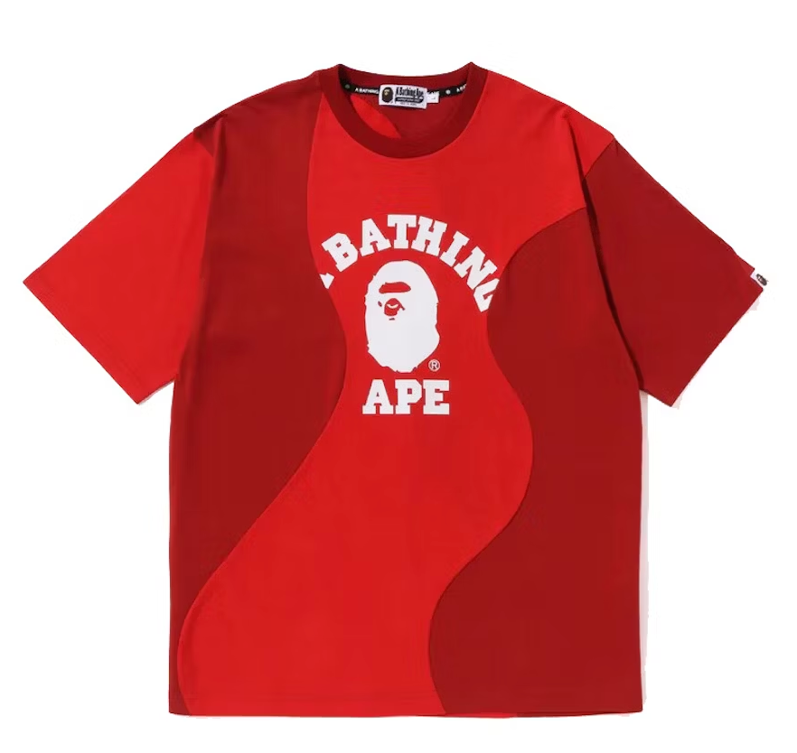 BAPE Cutting College Relaxed Fit Tee Red