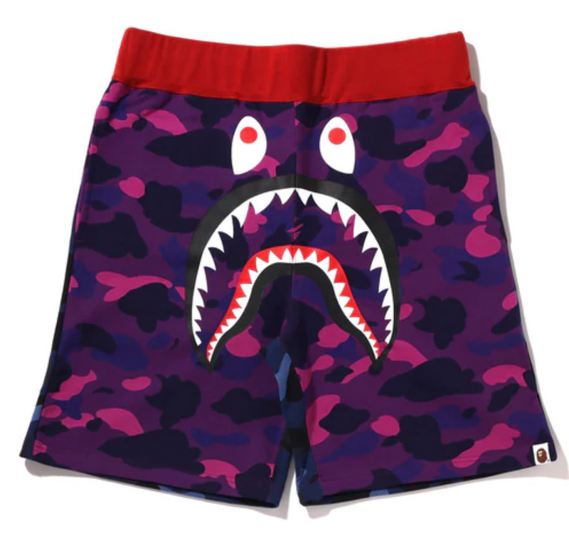 Bape Shark Sweat Shorts Crazy Camo Purple