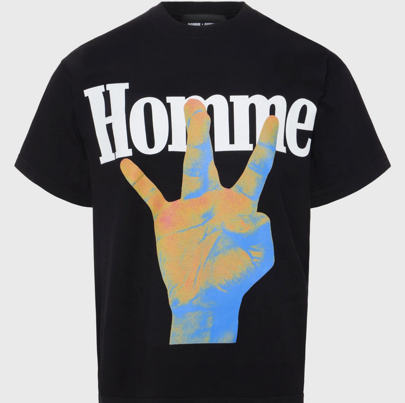 Homme Femme - Twisted Fingers Tee Black With Infrared