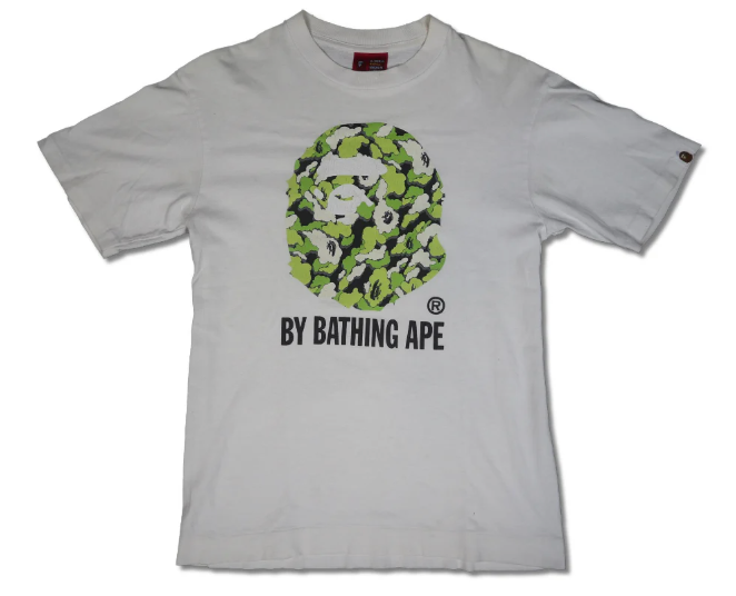 BAPE HEAD CLOUD TEE GREEN CAMO - WHITE