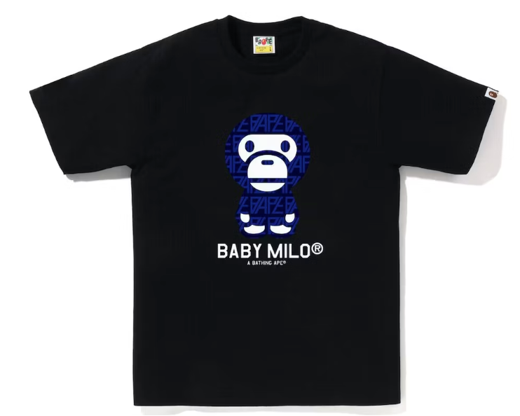 BAPE Logo Monogram Baby Milo Tee Black Navy