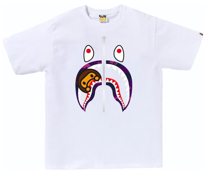 BAPE Color Camo Milo Shark Tee White/Purple