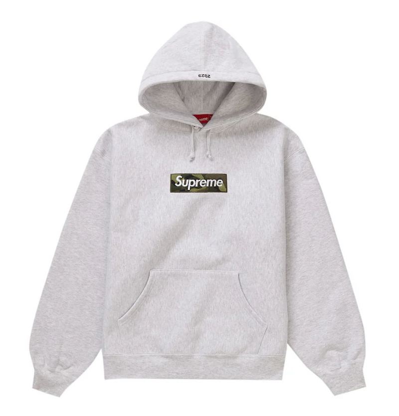 Supreme Box Logo Hooded Sweatshirt FW23 Ash Grey RvceShops nike hypercool fttd ss crw space dye mens clothing white wolf grey white