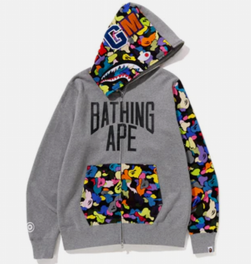 A Bathing Ape Full Zip hoodie cachi Multi Camo NYC Logo