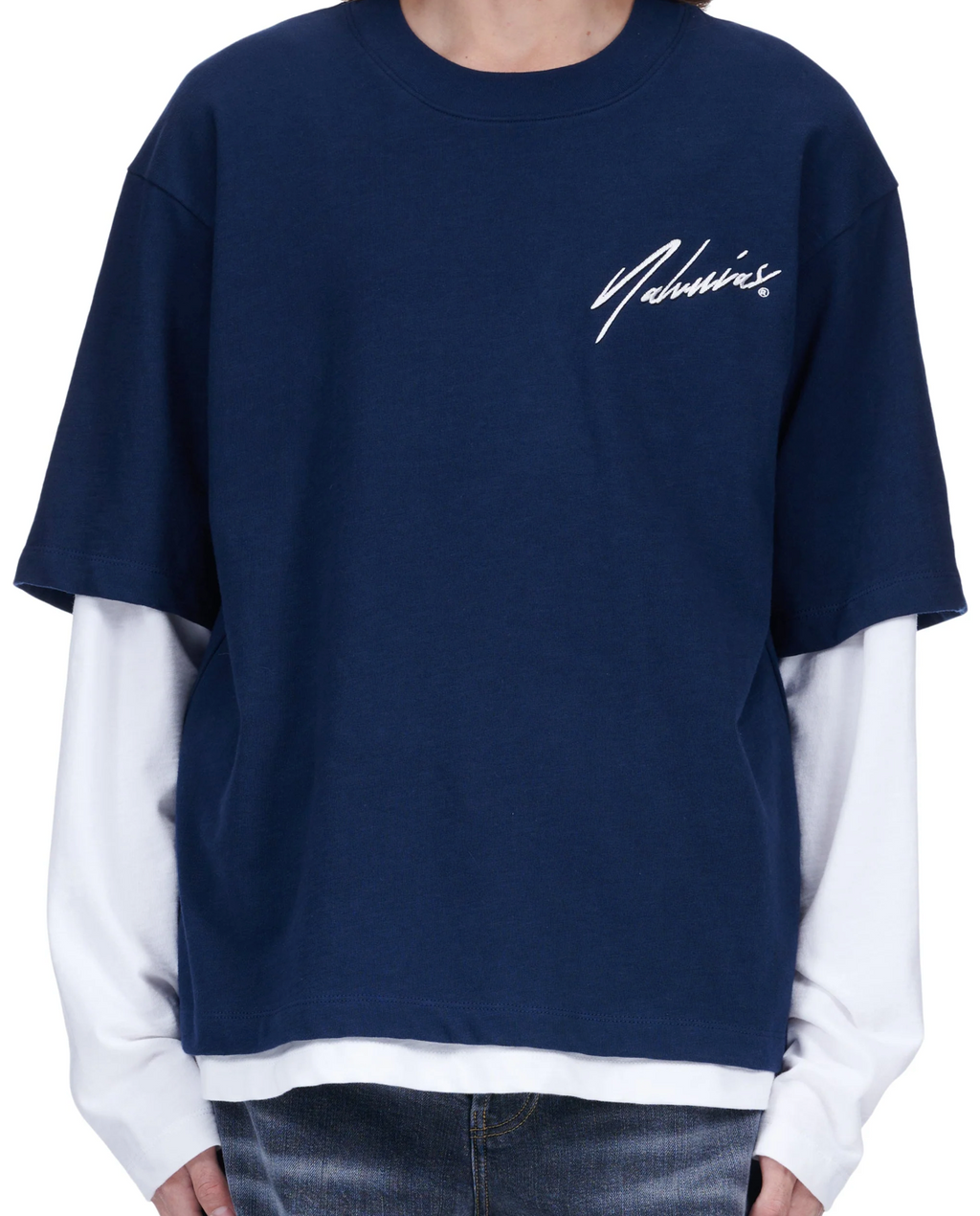 NAHMIAS - Navy Double Sleeve Top