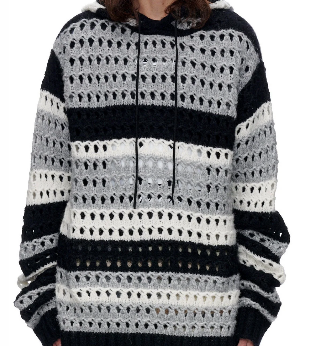 NAHMIAS - Crochet Hoodie (black/grey)