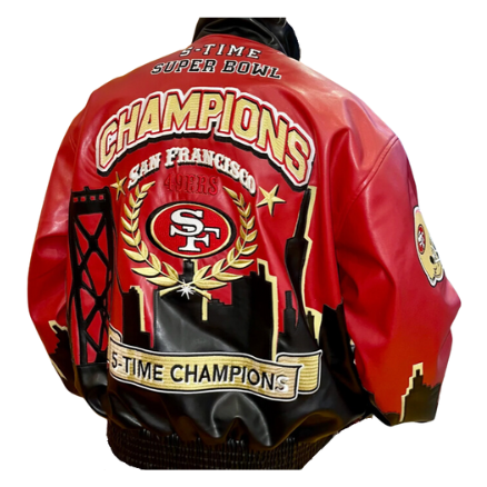 Jeff Hamilton - SF 49ERS 5X Super Bowl Champion Skyline - Vegan Leather Jacket