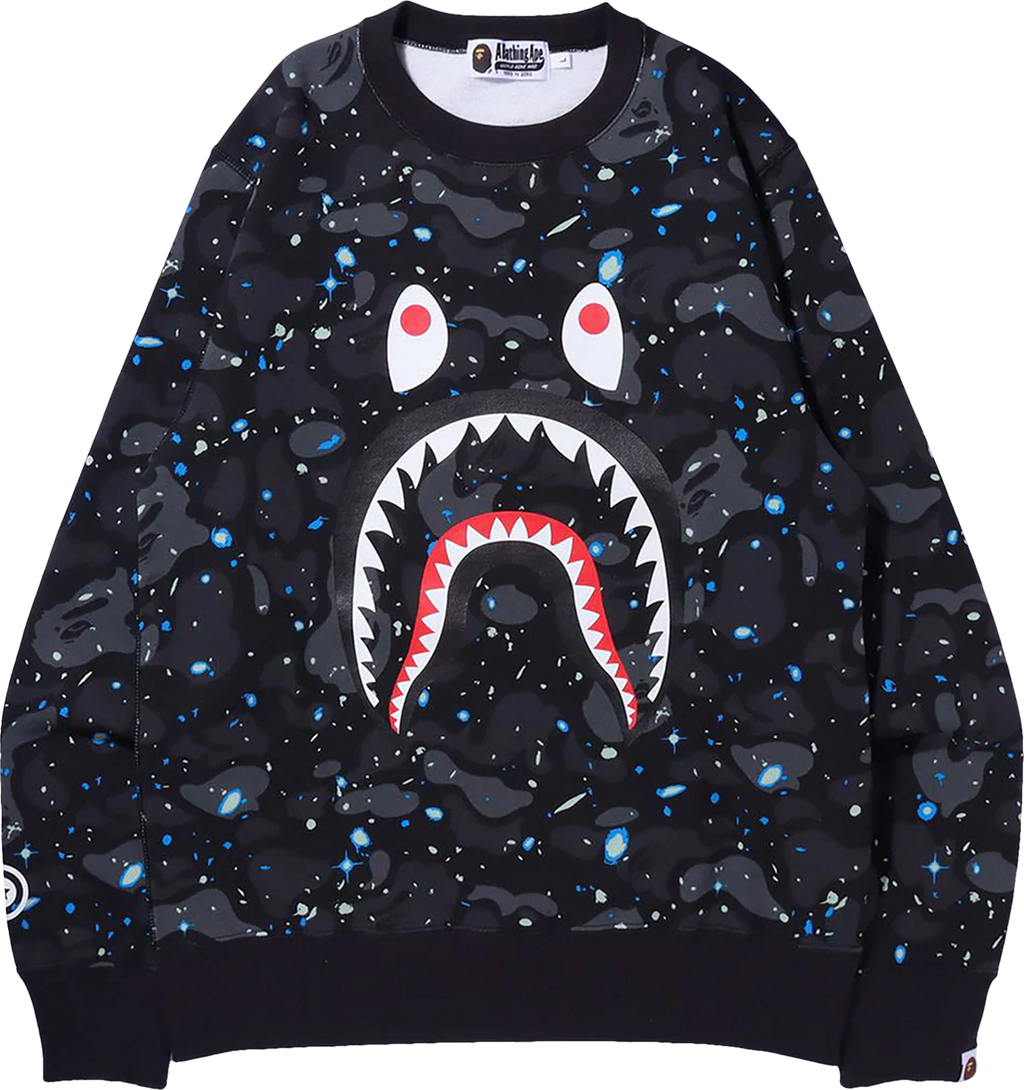 BAPE Space Camo Shark Crewneck 'Black'