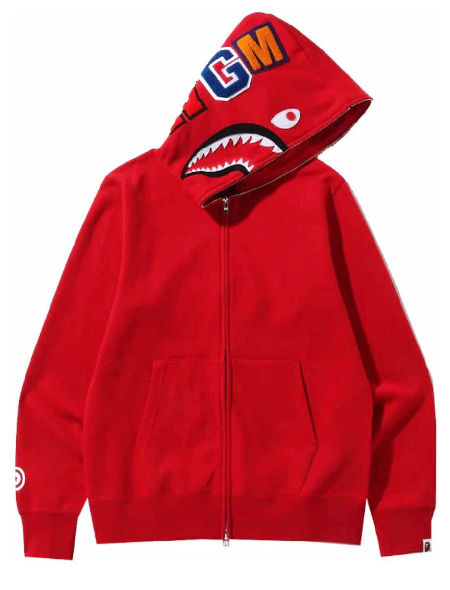 BAPE Shark Full Zip Hoodie (SS22) 'Red'