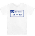 Pop Smoke x Vlone Stop Snitching T-shirt wallets White/Blue