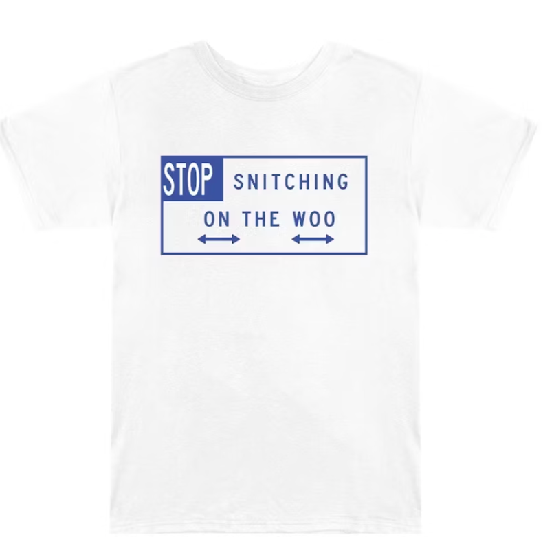 Pop Smoke x Vlone Stop Snitching T-shirt White/Blue