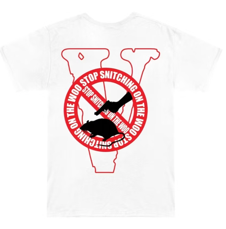 Pop Smoke x Vlone Stop Snitching T-shirt White/Red
