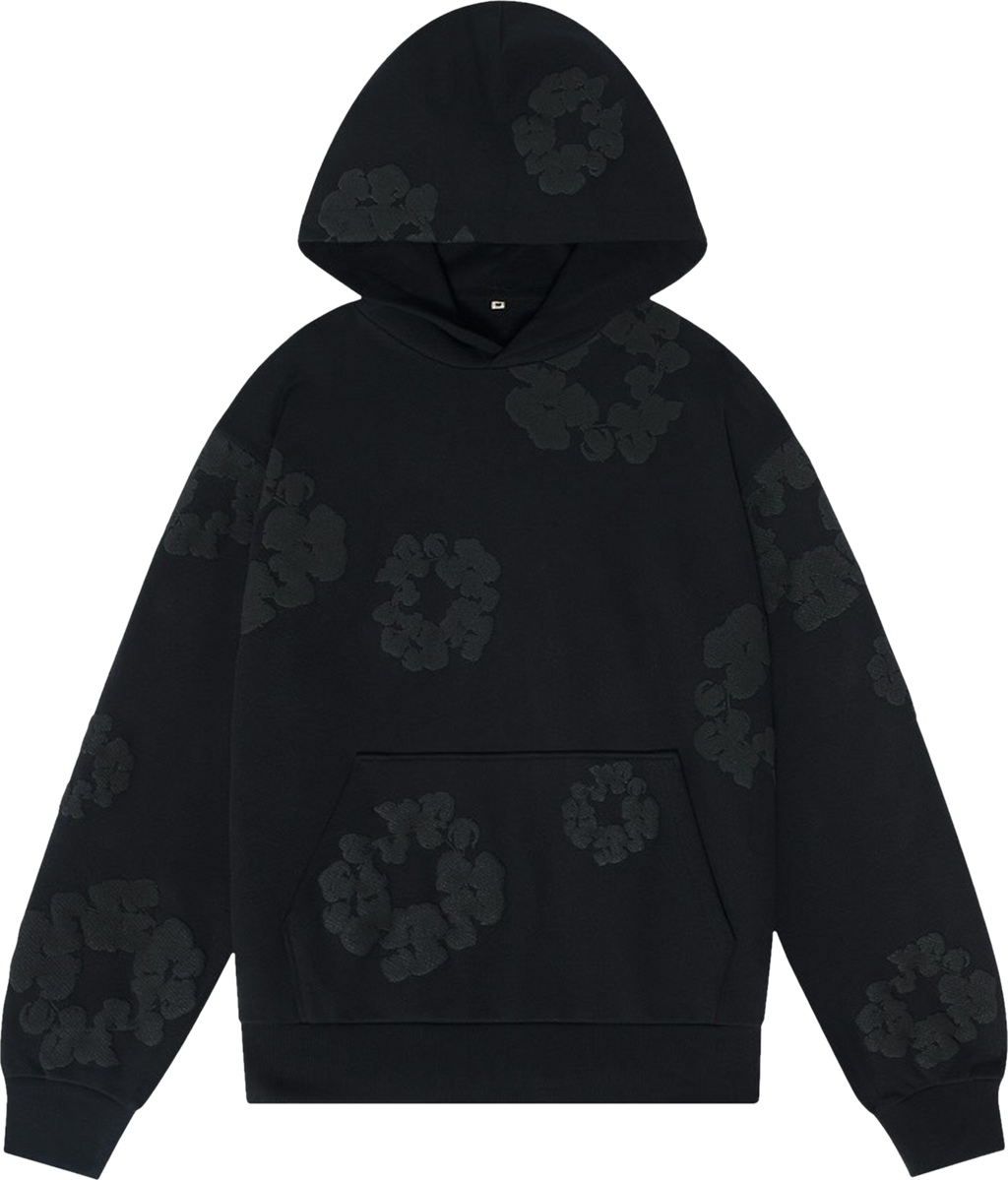 Denim Tears Cotton Wreath Hooded Sweatshirt 'Black Monochrome'