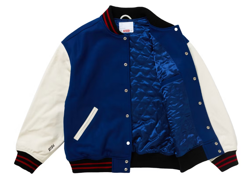 Supreme Wave Varsity Jacket Blue XL Supreme Wave Varsity Jacket Blue XL