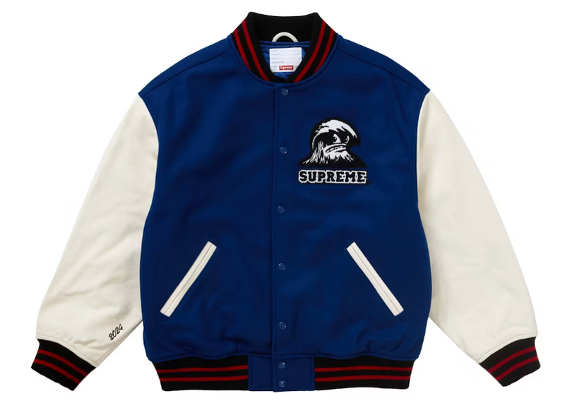 Supreme Wave Varsity Jacket Blue Urban Necessities
