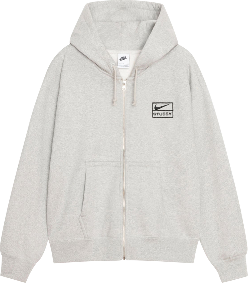 Nike x Stussy Stone Washed Fleece Zip Hoodie 'Grey Heather'