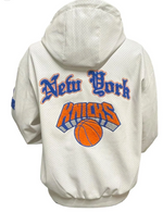 NEW YORK KNICKS 1946 LIGHTWEIGHT VEGAN ZIP-UP HOODED JACKET White