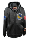 GOLDEN STATE WARRIORS CLIPPERS LIGHTWEIGHT VEGAN ZIP-UP HOODED JACKET BLACK