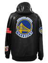 GOLDEN STATE WARRIORS CLIPPERS LIGHTWEIGHT VEGAN ZIP-UP HOODED JACKET BLACK