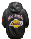 LOS ANGELES LAKERS 1947 LIGHTWEIGHT VEGAN ZIP-UP HOODED JACKET Black