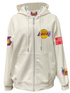 LOS ANGELES LAKERS LIGHTWEIGHT VEGAN ZIP-UP HOODED JACKET WHITE