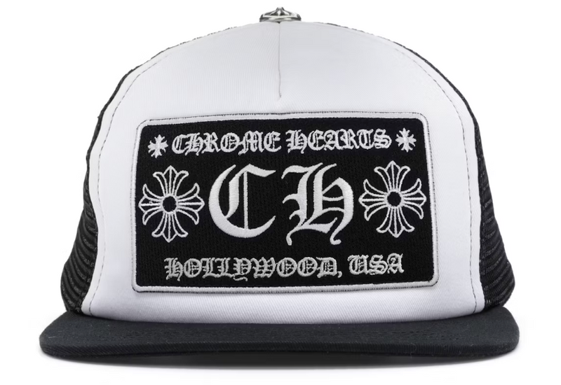 Chrome Hearts CH Hollywood Trucker Hat Black/White