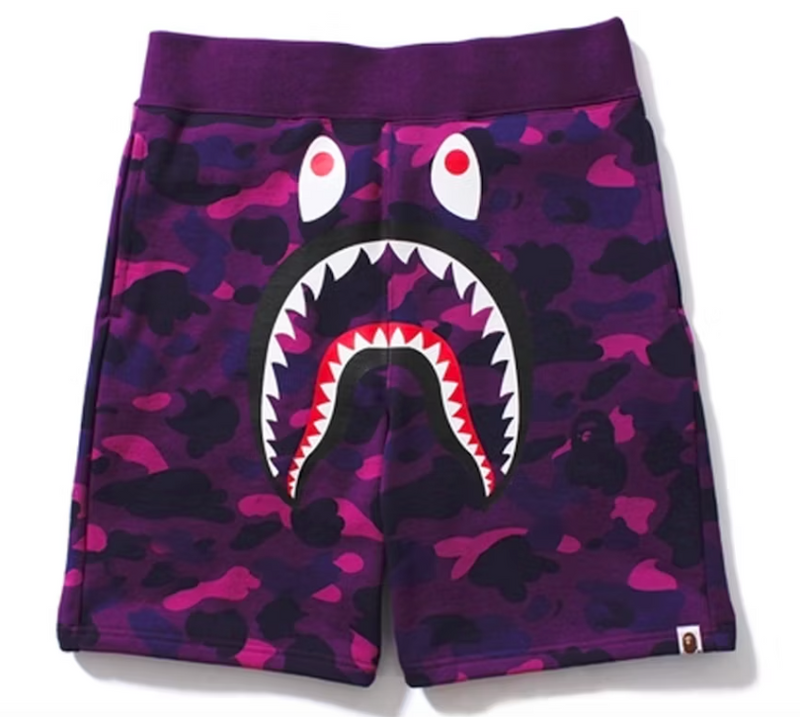 BAPE Color Camo Shark Sweat Shorts Purple