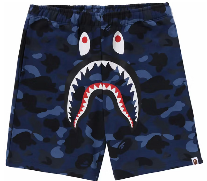 BAPE Color Camo Shark Sweat Shorts (SS24) Navy