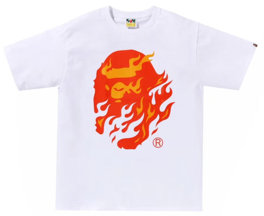 BAPE Flame Ape Head Tee White/Red