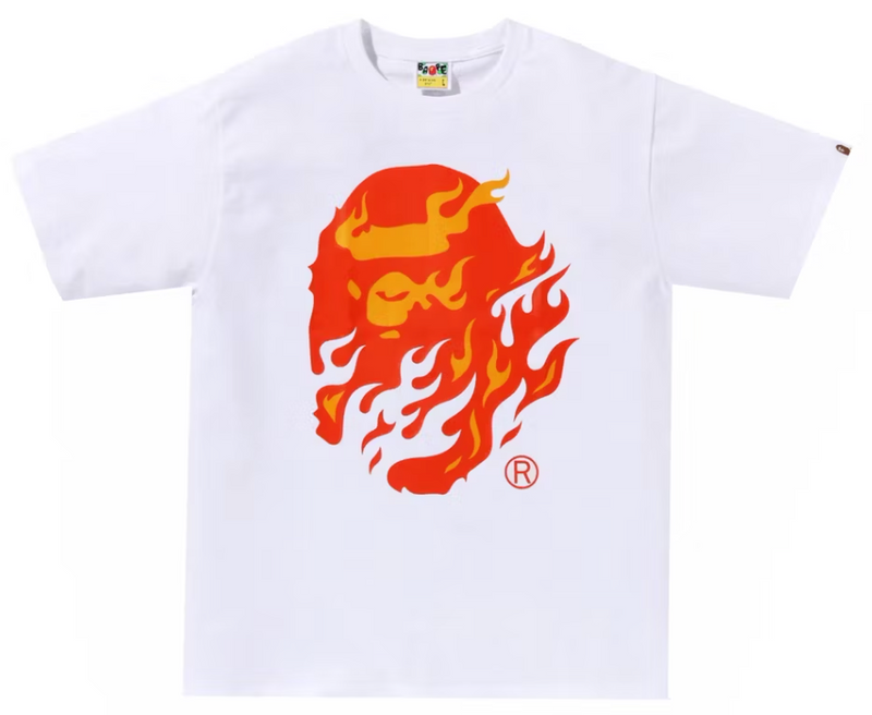 BAPE Flame Ape Head Tee White/Red