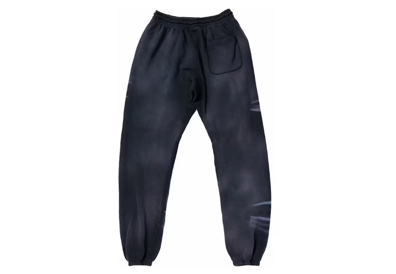 Hellstar Airbrushed Skull Closed Elastic Bottom Sweatpants Midnight Dye Black