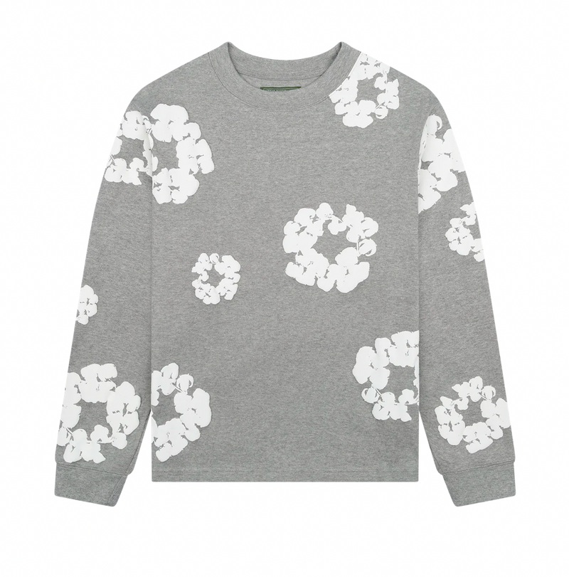 Denim Tears Long Sleeve Cotton Wreath T-shirt 'Grey'