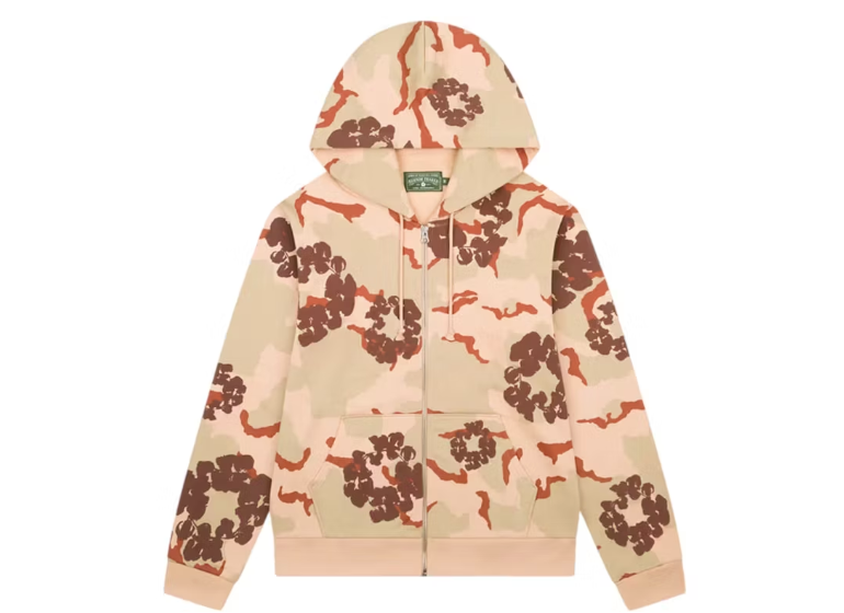 Denim Tears The Cotton Wreath Zip Sweatshirt Tan Camo