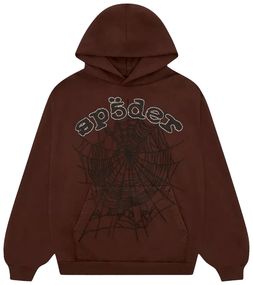 Sp5der x Travis Scott ComplexCon Exclusive Rhinestone Web Hoodie 'Brown'