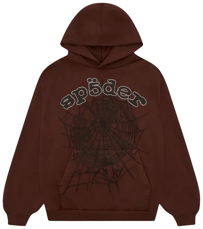 Sp5der x Travis Scott ComplexCon Exclusive Rhinestone Web Hoodie 'Brown'