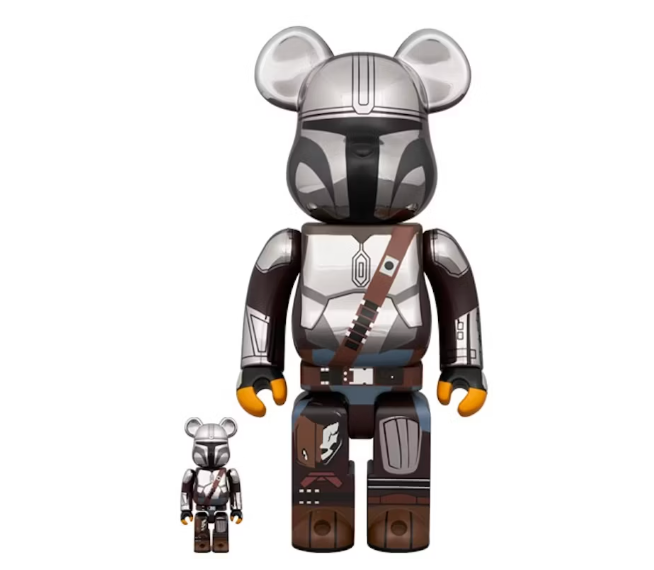 Bearbrick Star Wars The Mandalorian 100% & 400% Set Chrome