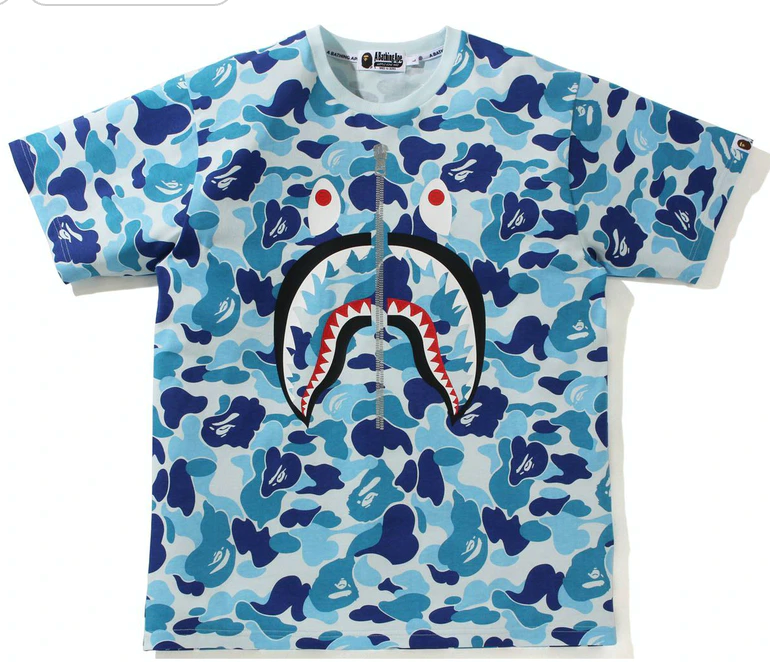 BAPE Big ABC Camo Shark Tee Blue Blue EverlastsidingShops