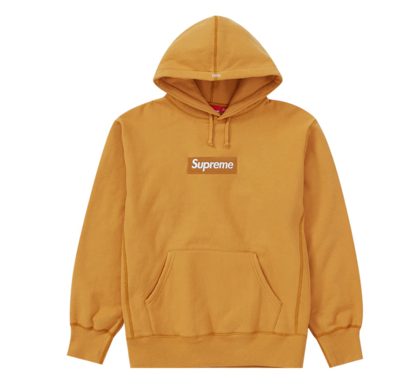 Orange supreme box store logo hoodie